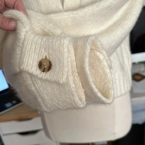 dh NEW YORK Merino Wool Baby Alpaca Cropped Knit Sweater Neutral Casual, Medium - Picture 11 of 16